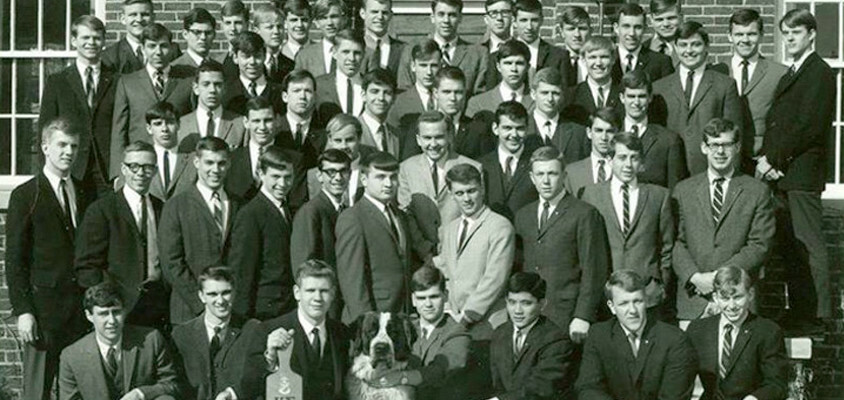 Historical shot of brothers in front of the Chapter House